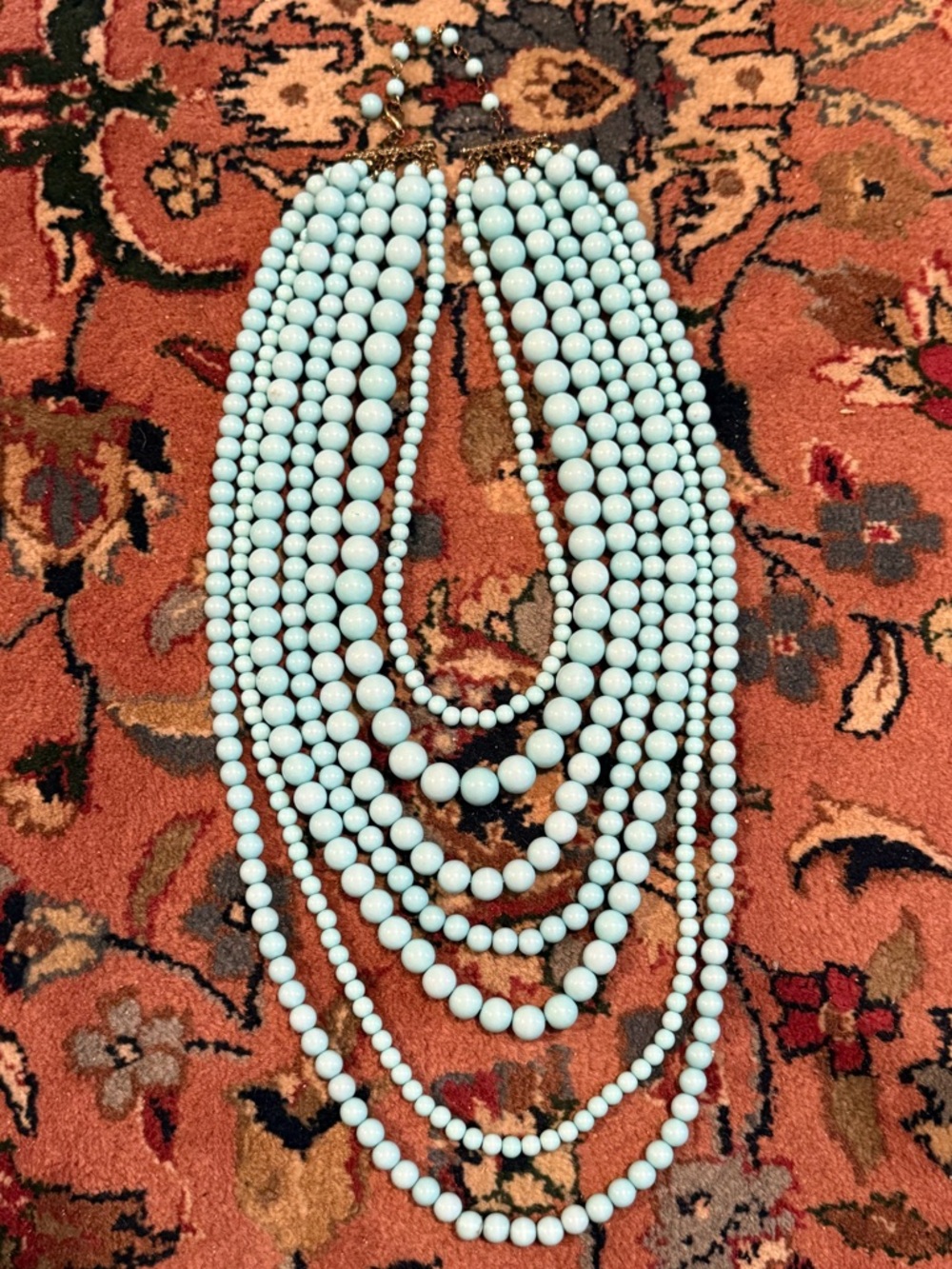 7 Strand Neptune Blue Beaded Necklace - Women Jewelry